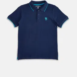 Pantaloons Junior Boys Navy Blue Polo Collar Pure Cotton T-shirt-picture-20