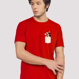 Greylongg Red Graphic Printed Round Neck Short Sleeves T-Shirt image 1