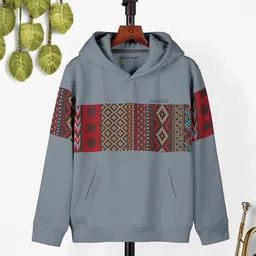 HELLCAT Girls Ethnic Motif Printed Hooded Regular Fit Cotton T-Shirt-image-78