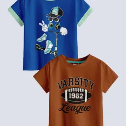 BAESD Boys Pack Of 2 Typography Printed Pure Cotton Casual T-Shirt-picture-45