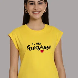 Friskers Typography Printed Round Neck Extended Sleeves Pure Cotton Tshirt-image-67