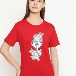 FUTURO Women Printed Drop-Shoulder Sleeves Applique T-shirt-image-75