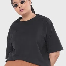 Bewakoof Plus Women Plus Size Round Neck Pure Cotton Oversized T-shirt-picture-17