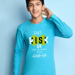 NUSYL Boys Blue Typography Printed T-shirt-picture-13