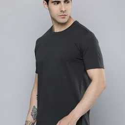 Mast & Harbour Grey Round Neck Regular Fit Cotton T-shirt image 1