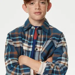 Marks & Spencer Boys Checked Pure Cotton Tailored Shacket-picture-38