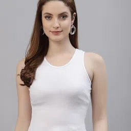 Friskers White Cotton Crop Tank Top-image-53