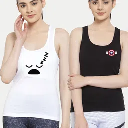 Friskers Pack Of 2 White & Black Captain America Print Tank Tops-picture-40