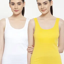 Friskers Women White & Yellow Pack of 2 Tank Top-picture-37