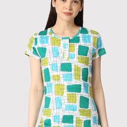 zebu Women Printed Pure Cotton Lounge Tshirt-image-96