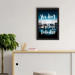 eCraftIndia Navy Blue & White Motivational Quote Satin Matt Texture UV Art Wall Painting-picture-24