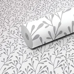 WALLWEAR White & Grey Floral-Printed Self-Adhesive Removable Wallpaper-image-96