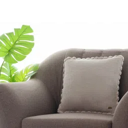 Pluchi Beige Self Design Cotton Square Cushion Cover image 1