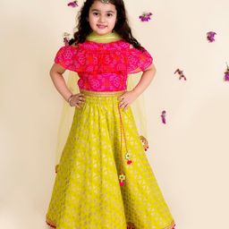 pspeaches Girls Printed Ready to Wear Lehenga & Blouse With Dupatta-picture-0