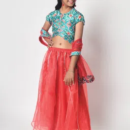 studio rasa Girls Printed Ready to Wear Lehenga & Blouse With Dupatta-picture-32
