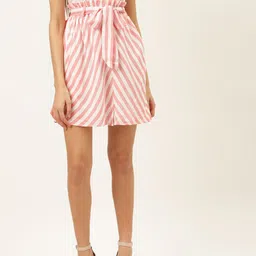 The Dry State Women White & Pink Striped A-Line Skirt-picture-21
