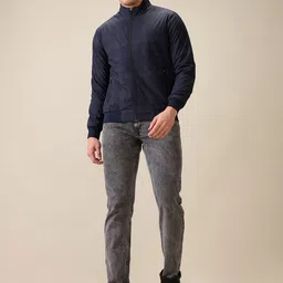 Parx Men Mock Collar Solid Bomber Jacket image 5