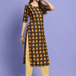 Ethnic basket Women Multicoloured Poly Crepe Kurta Sets image 5