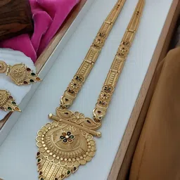 KHUSHBOO PLAST & BANGLES Gold-Plated Artificial Stone Studded Necklace With Earrings-picture-21