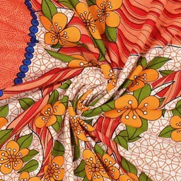 Monik Handicrafts Red & Yellow Printed 144 TC Cotton King Bedsheet Set 2.28 m x 2.62 m image 3