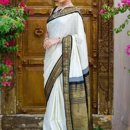 Freezeit Ethnic Motif Woven Design Zari Saree With Blouse Piece image 2