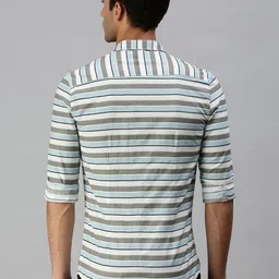 SHOWOFFFF Men Comfort Slim Fit Horizontal Stripes Striped Casual Shirt image 2