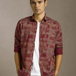 Louis Philippe Sport Men Slim Fit Ethnic Motifs Printed Spread Collar Cotton Casual Shirt-picture-36