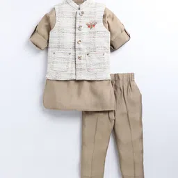 LITTLE COLLARS Boys Embroidered Regular Kurta with Pyjamas-image-32