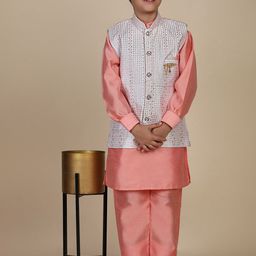 Pro-Ethic STYLE DEVELOPER Boys Paisley Regular Pure Silk Kurta with Pyjamas-picture-27