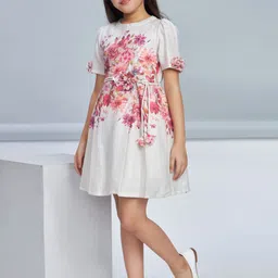 Peppermint Floral Print Linen A-Line Dress image 2