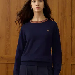 U.S. Polo Assn. Women Crew Neck With Rib Pullover Sweaters-picture-24