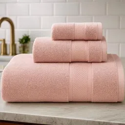 Dollar Peach-Coloured Set of 3 Terry Cotton 600 GSM Bath Towel image 3
