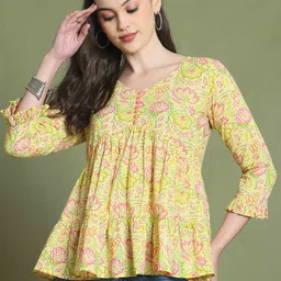 Rajnandini Women Floral Printed Cotton Peplum Top-picture-3