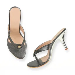 KALINI Textured PU Party Stiletto Mules-picture-50