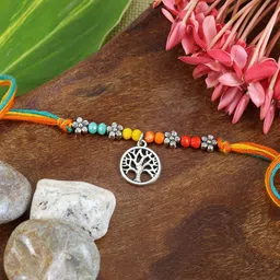 Asthetika Tree of Life Floral Beaded Rakhi with Roli Chawal-picture-24