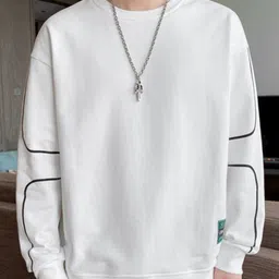 HERE&NOW Men Solid Round Neck Sweatshirt-picture-39