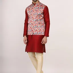 JEXI Men Ethnic Motifs Yoke Design Thread Work Kurta image 3
