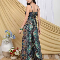 Boholyfe Printed V Neck Top With Palazzo Co-Ords image 3