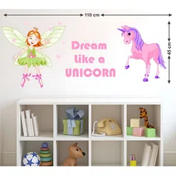 LANSTICK Green & Pink Unicorn With Angles Wallsticker image 3