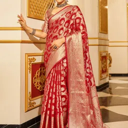 KALINI Ethnic Motifs Woven Design Zari Organza Saree-picture-25