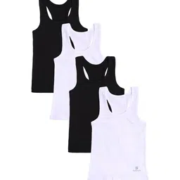 Bodycare Kids Girls Pack Of 4 Black & White Solid Innerwear Vests-picture-29