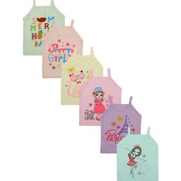 Bodycare Kids Girls Pack Of 6 Assorted Cotton Innerwear Vests-picture-35