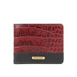 Hidesign Men Red & Black Croc Textured & Colourblcoked Two Fold Leather Wallet-picture-48