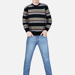 Gini and Jony Boys Black Striped Cotton Sweatshirt-picture-34