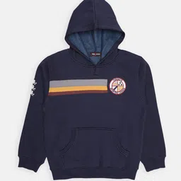 CHIMPRALA Boys Navy Blue Printed Cotton Hooded Sweatshirt-picture-52