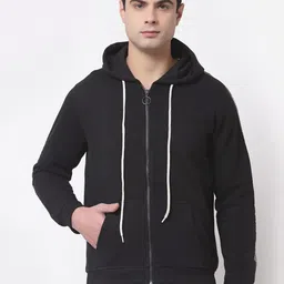 Club York Men Black Hooded Cotton Sweatshirt-image-96