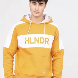 HIGHLANDER Men Mustard Printed Hooded Sweatshirt-picture-41
