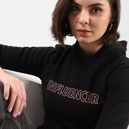 Campus Sutra Black Printed Hooded Cotton Pullover Sweatshirt-image-50
