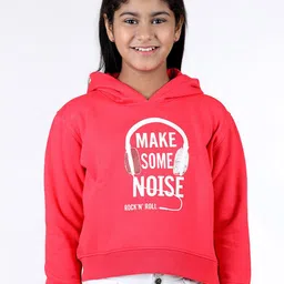 Wingsfield Girls Typography Printed Hooded Fleece Pullover-image-26