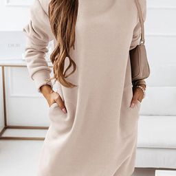 StyleCast Beige Hooded Longline Pullover Sweatshirt-picture-49